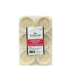 Savon de rasage Scalpmaster, mousse riche et lisse pour un rasage précis.