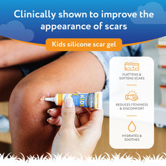 Tube ScarAway Kids Gel Silicone prêt pour application précise.