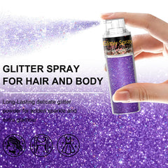 Paillettes Scarman en spray pour cheveux et corps, effet festival lumineux.