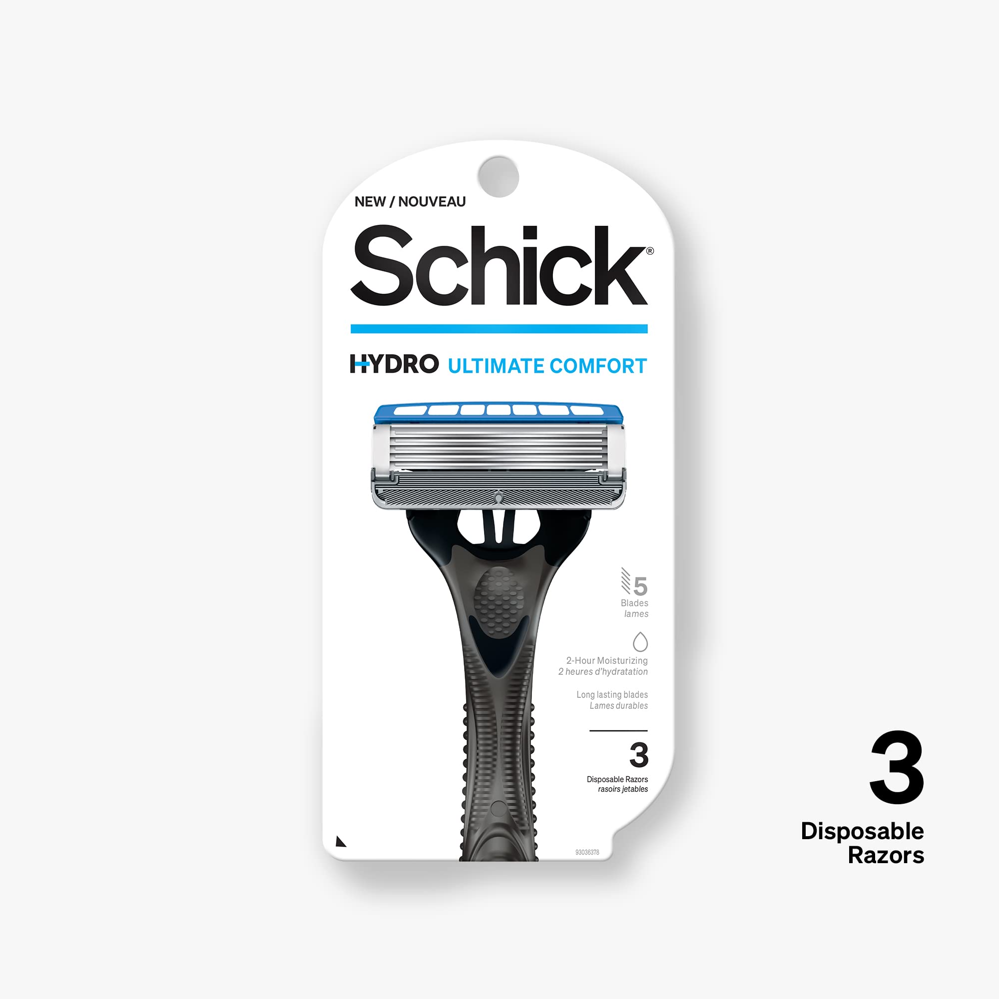 Schick Hydro 5 : cinq lames et guides pour réduire les frottements.