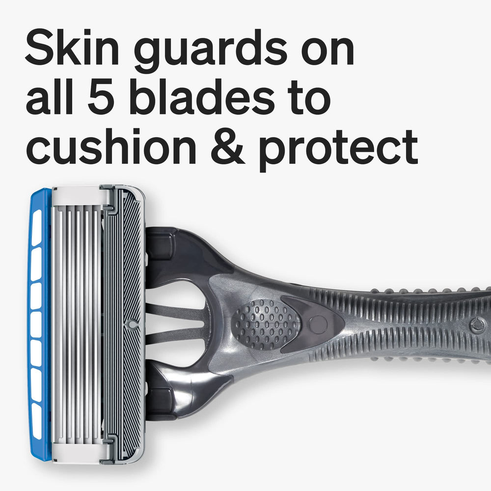 Rasoir jetable Schick Hydro 5 avec trimmer rabattable pour zones difficiles.