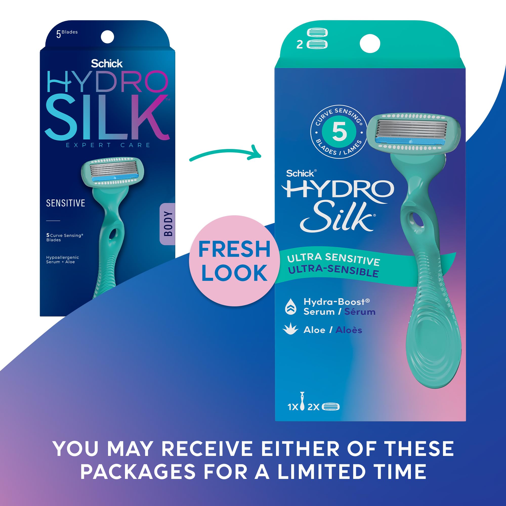 Schick Hydro Silk Sensitive, 5 lames suivi des contours pour rasage précis