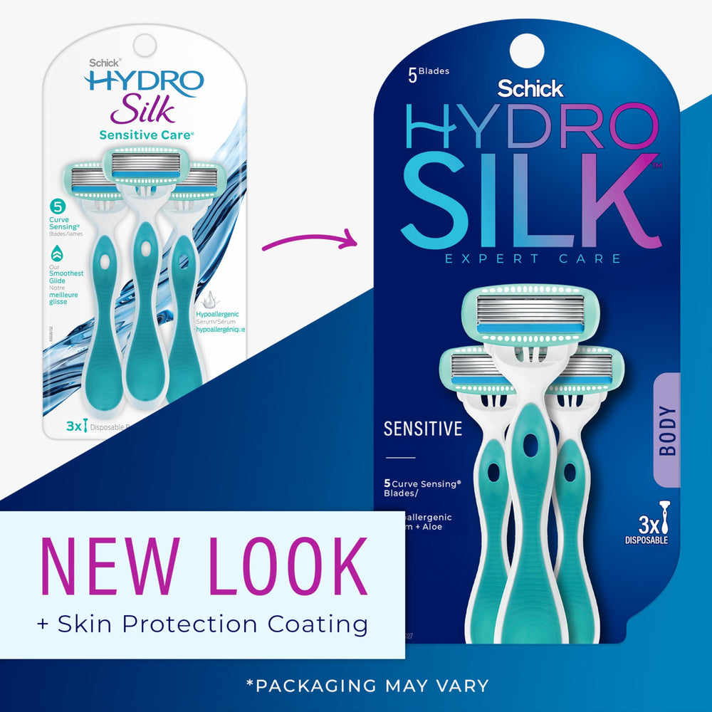 Rasoir Schick Hydro Silk Sensitive, 5 lames et courbes pour zones difficiles