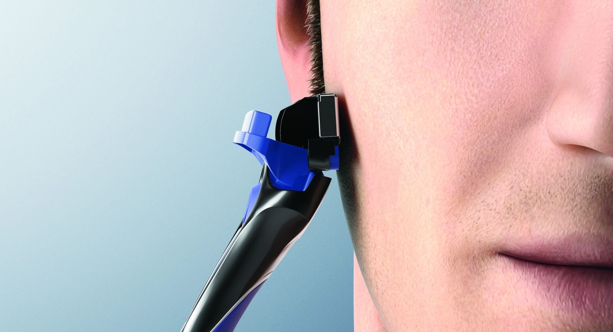 Schick Hydro 5 coupe-bord rabattable facilitant l’accès aux zones difficiles.