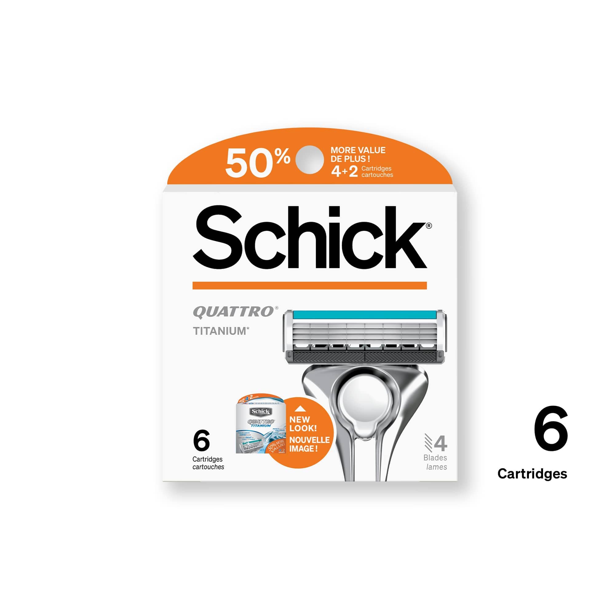 Schick Quattro Titanium : changement de cartouche rapide et facile