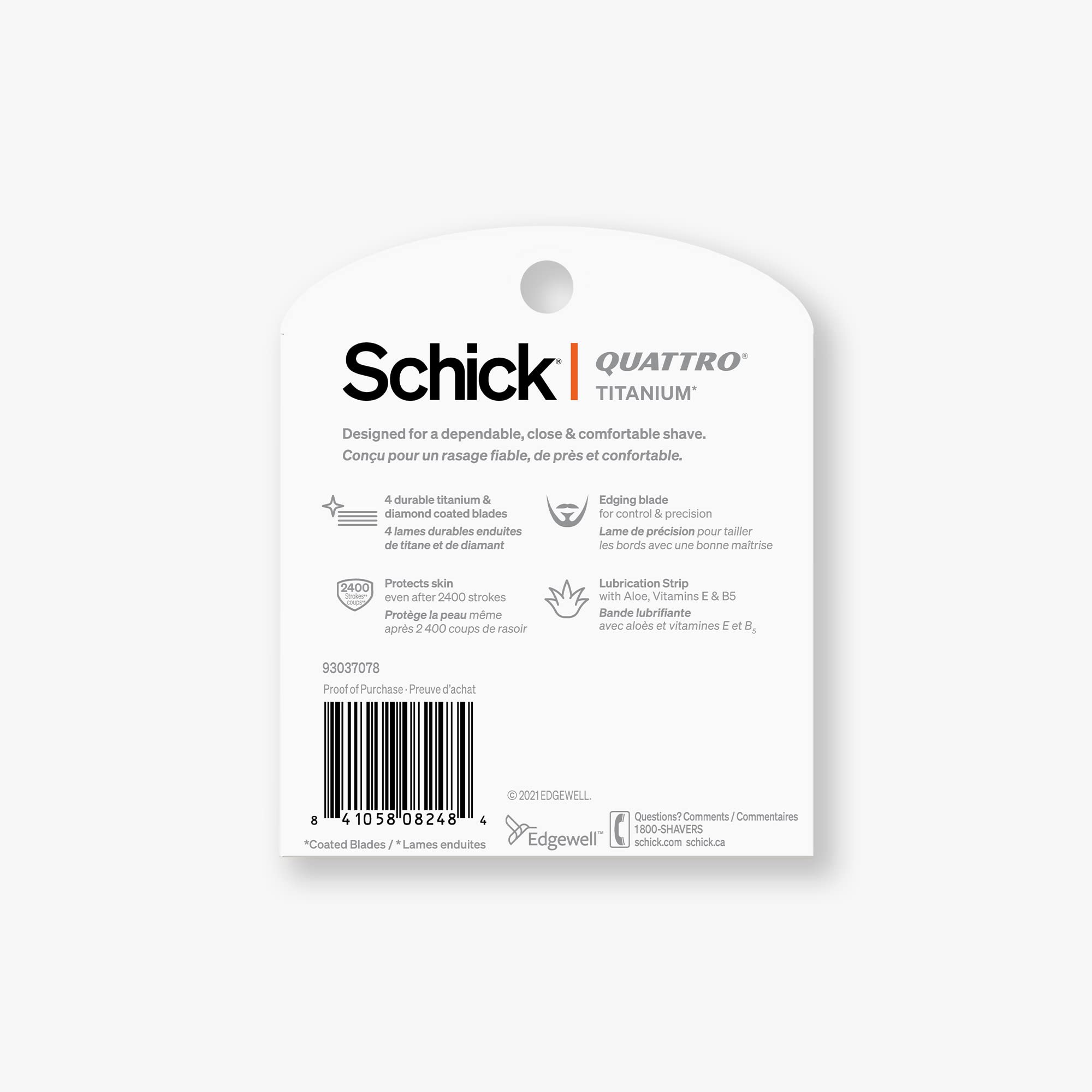 Schick Quattro Titanium : design ergonomique pour une prise en main confortable