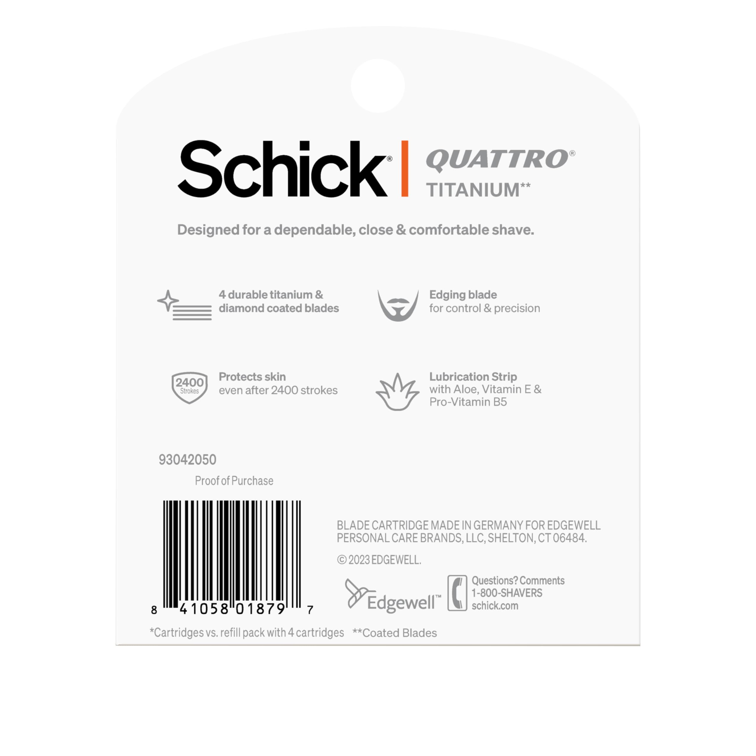 Schick Quattro Titanium emballage 8 cartouches: valeur et praticité au quotidien.