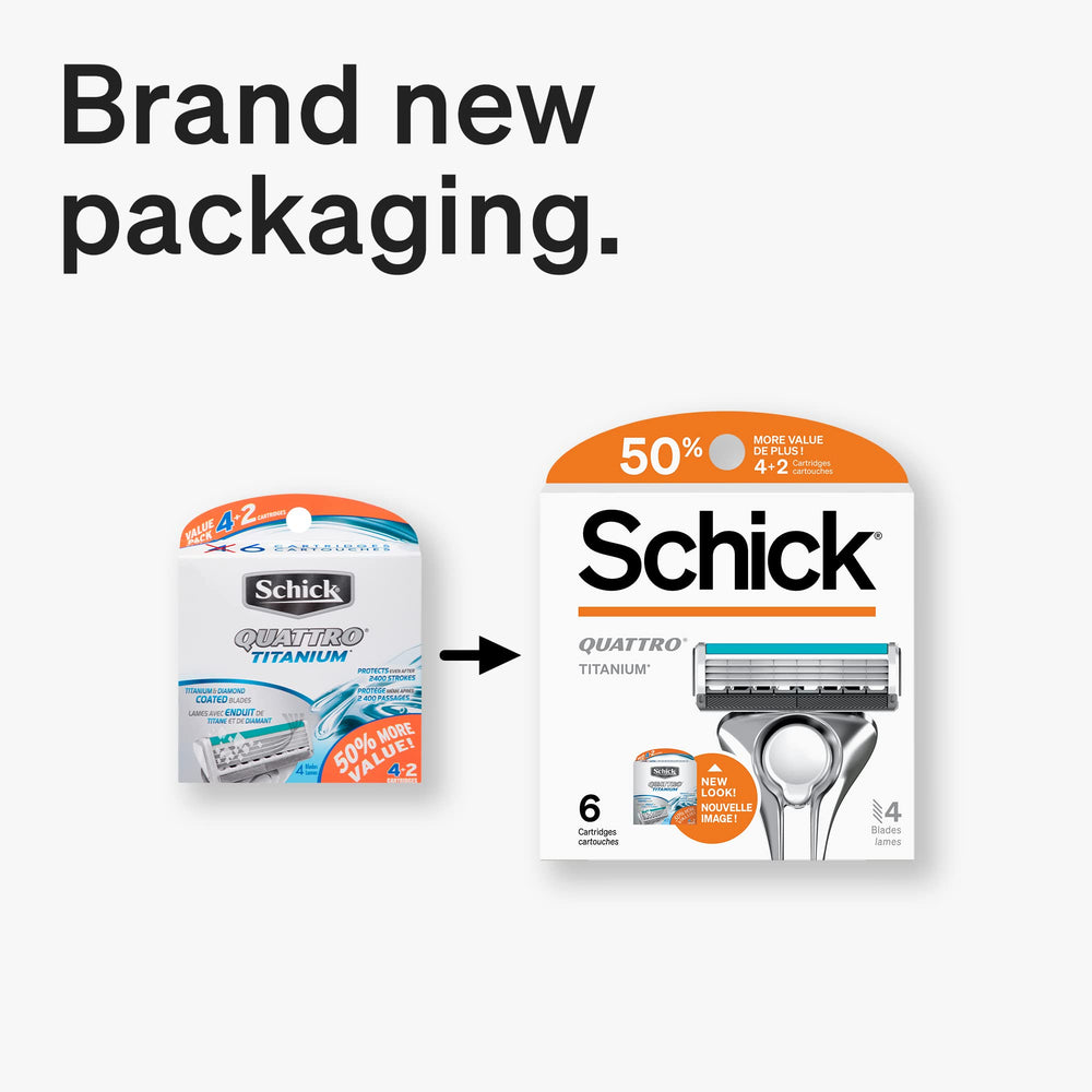Schick Quattro Titanium : quatre lames pour une coupe nette et régulière