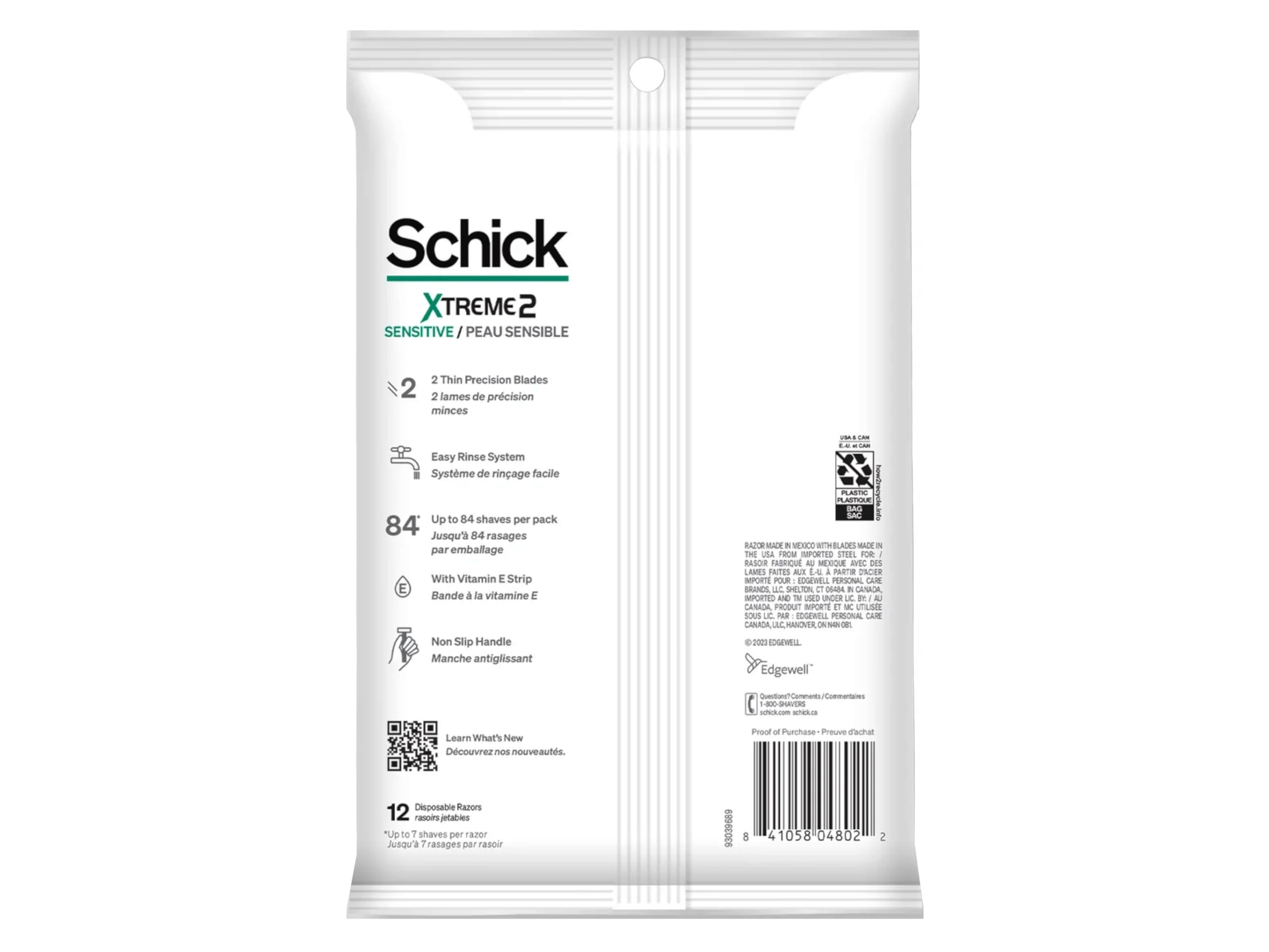 Bande lubrifiante vitamine E Schick Slim Twin ST 2 apaise et protège.