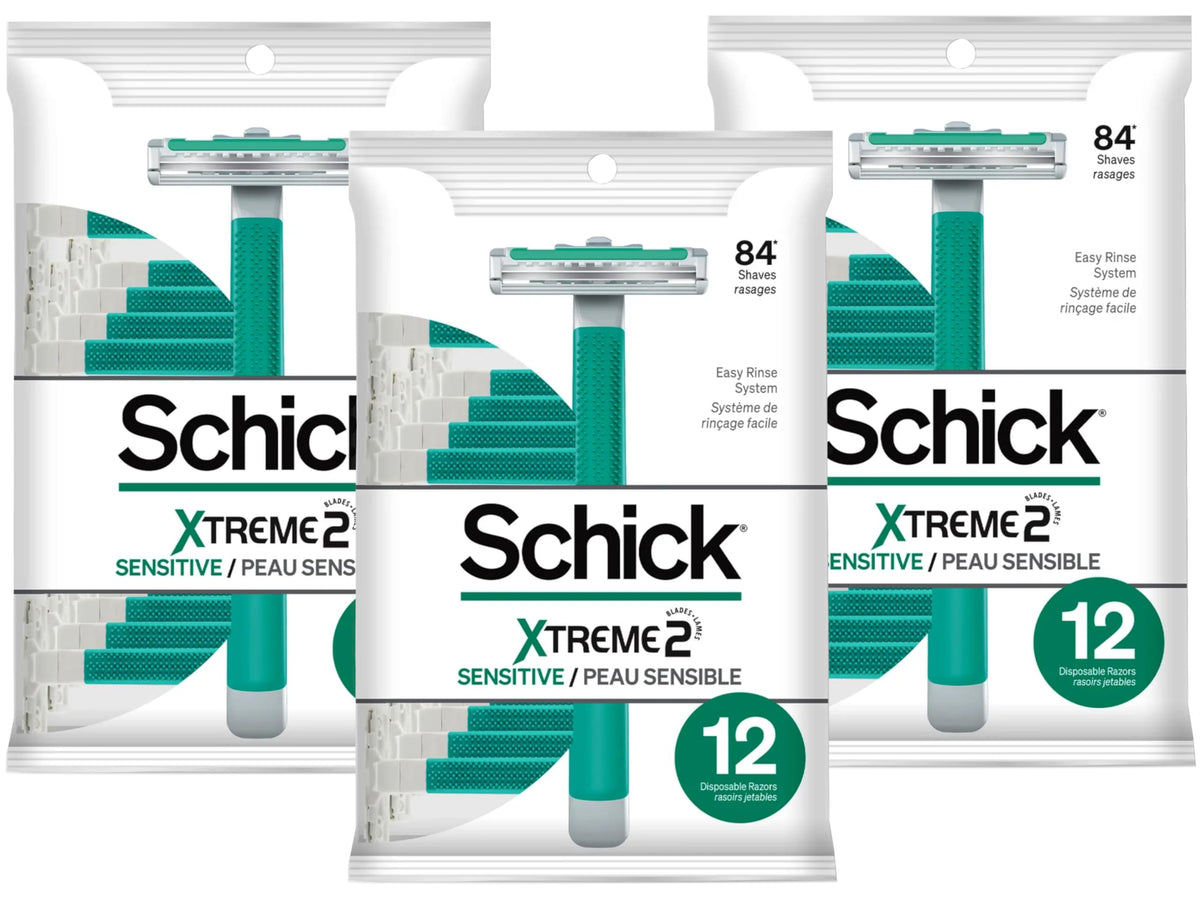 Rasoir Schick ST2 Sensitive pour homme avec poignée antidérapante, confort lors du rasage.