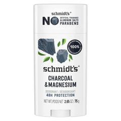 Schmidt's Charbon Magnésium déodorant, emballage pratique pour une utilisation quotidienne.