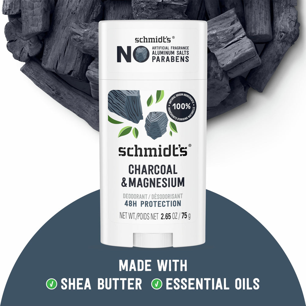 Schmidt's Charbon Magnésium déodorant, odeur naturelle et fraîche durable.