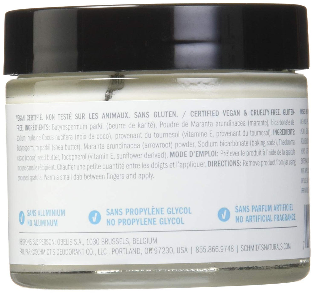 Schmidt's Déodorant Naturel Sans Parfum, emballage en verre élégant et durable.