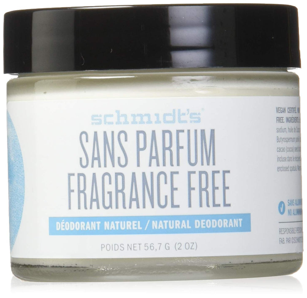 Schmidt's Déodorant Naturel Sans Parfum dans un pot-verre, application précise et directe.