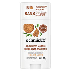 Schmidt's Déodorant Naturel Santal Bois Stick offre une fraîcheur durable et sans aluminium.