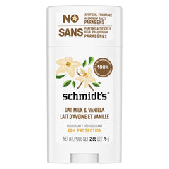 Schmidt's sans aluminium déodorant vanille lait d'avoine, parfum doux et durable.