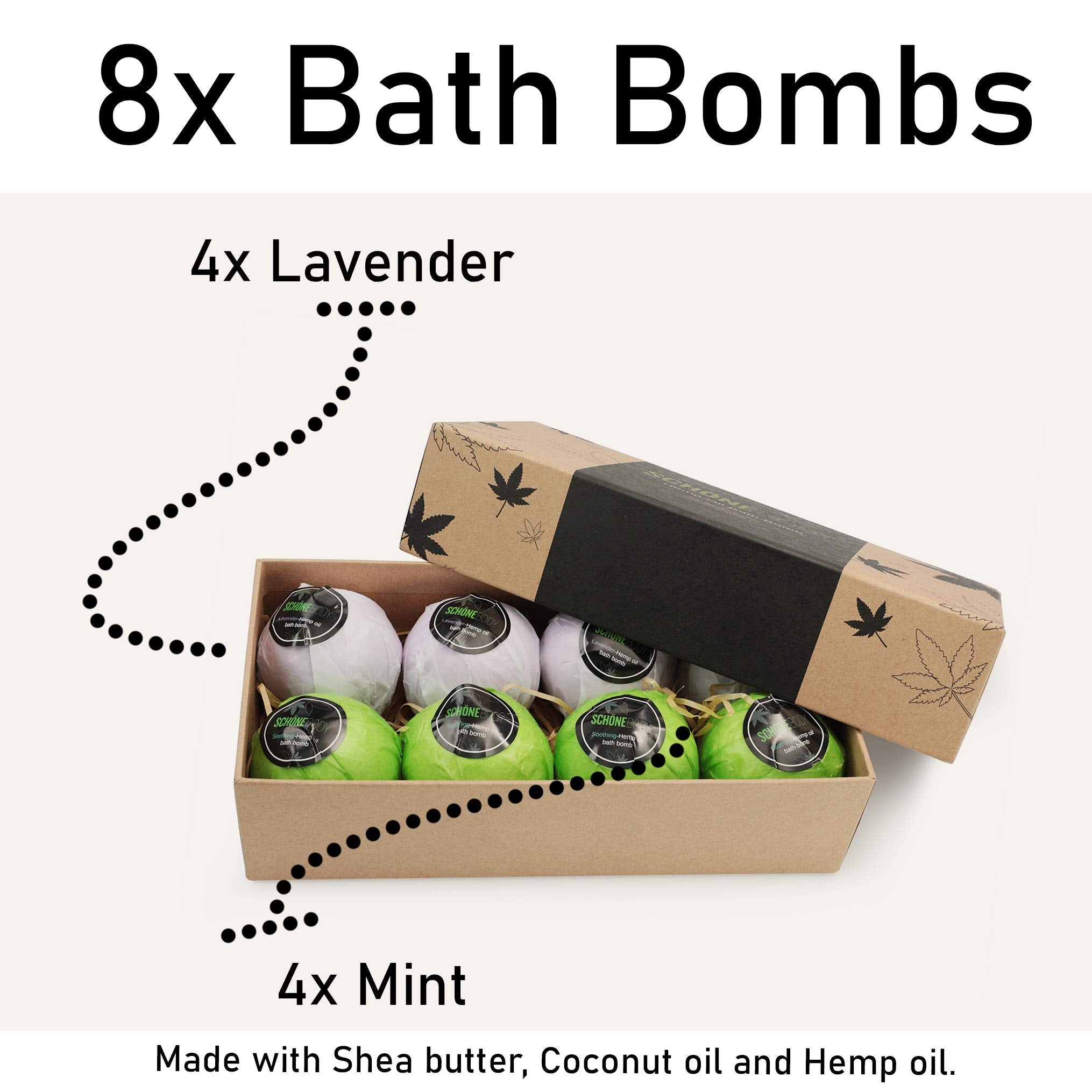 Schone Body bombes bain chanvre menthe: sensation rafraîchissante et détente.