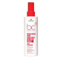 Schwarzkopf Bonacure Peptide Repair Rescue Spray sur bouteille, démêlage instantané et douceur.