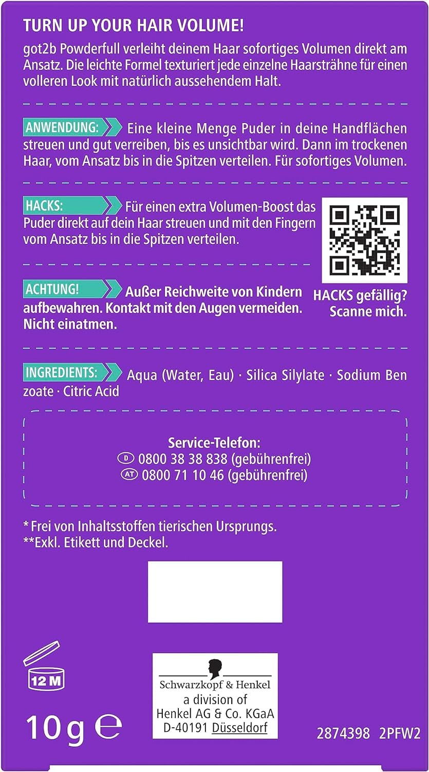 Schwarzkopf Got2b Powder'ful résultat final avec racines volumisées
