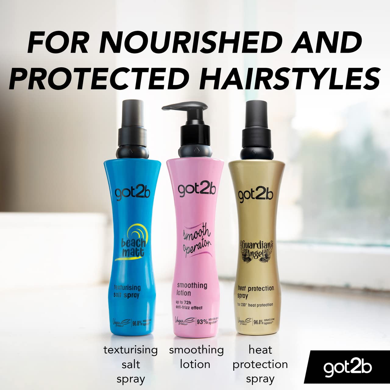 Schwarzkopf Got2b Spray salé, texture légère pour cheveux détendus.