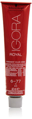 Igora Royal 6-77 blond foncé cuivré, flacon 60 ml, couverture fiable des cheveux gris.
