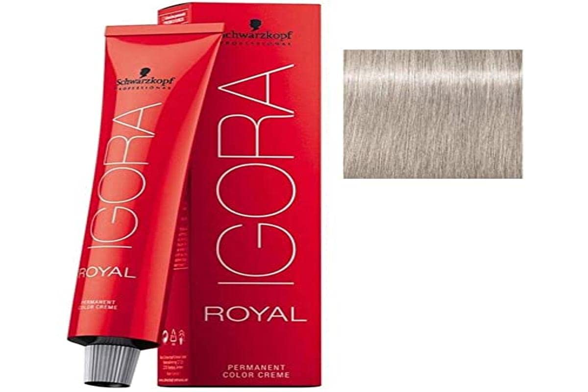 Schwarzkopf Igora Royal 9.5-1 Pastel Blond Cendré, couleur lumineuse et couverture fiable.