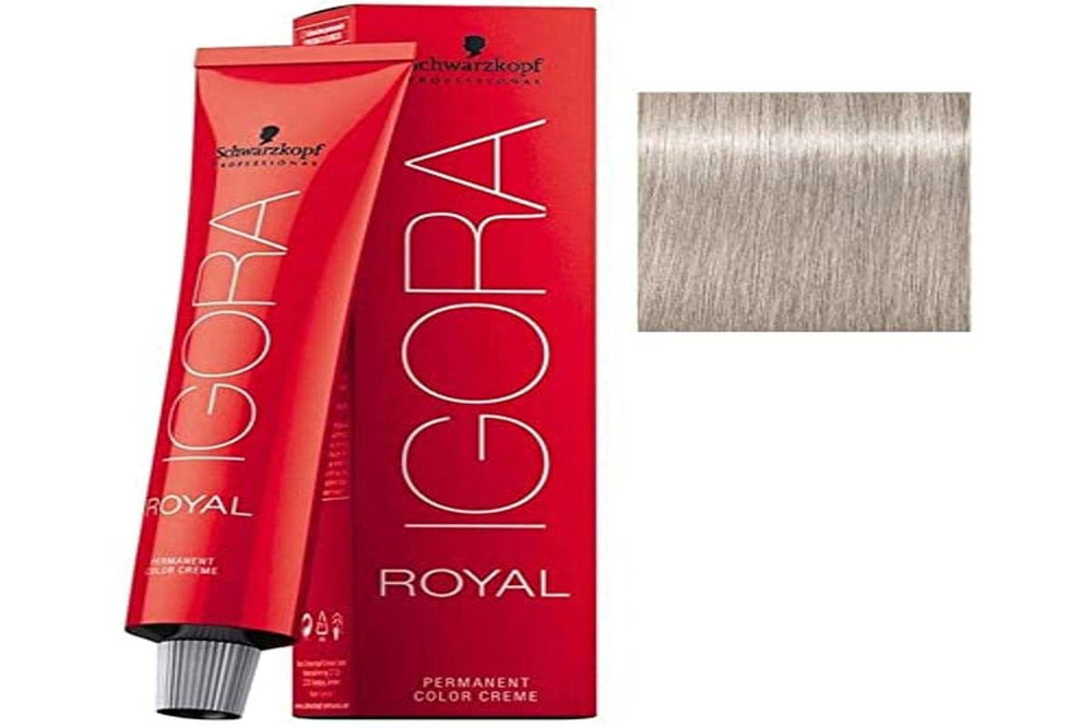 Schwarzkopf Igora Royal 9.5-1 Pastel Blond Cendré, couleur lumineuse et couverture fiable.