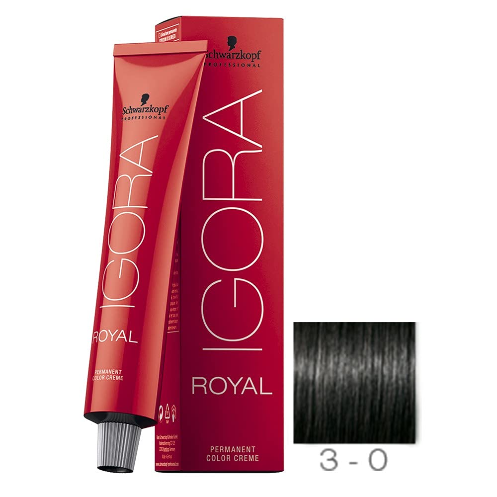 Schwarzkopf Igora Royal Color Crème 3-0 Brun Foncé, application facile et résultat durable.