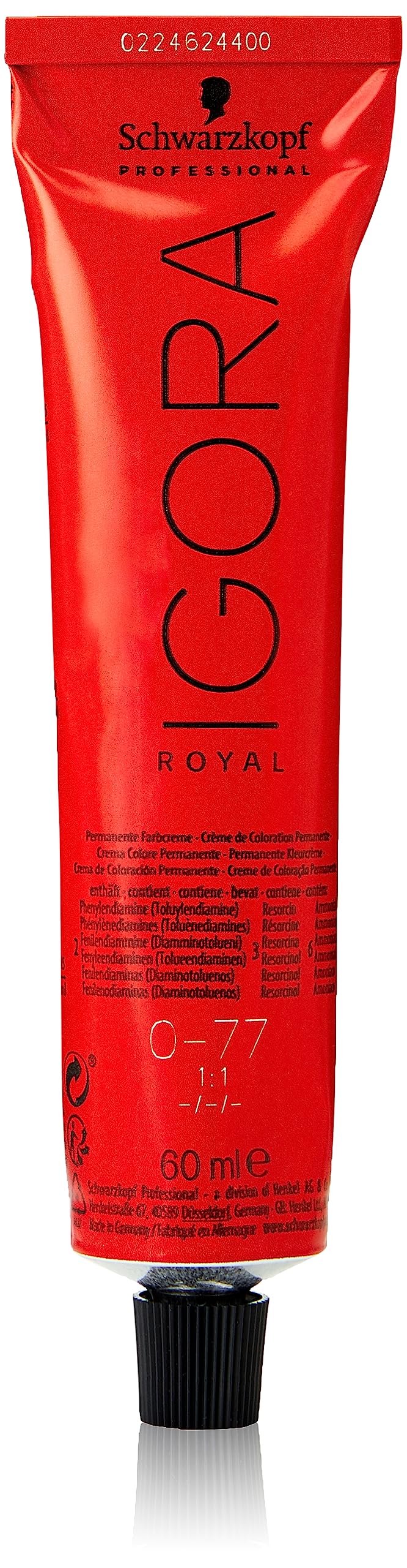 Schwarzkopf IGORA ROYAL Crème colorante 0-77 02/13, tube prêt à l'emploi.