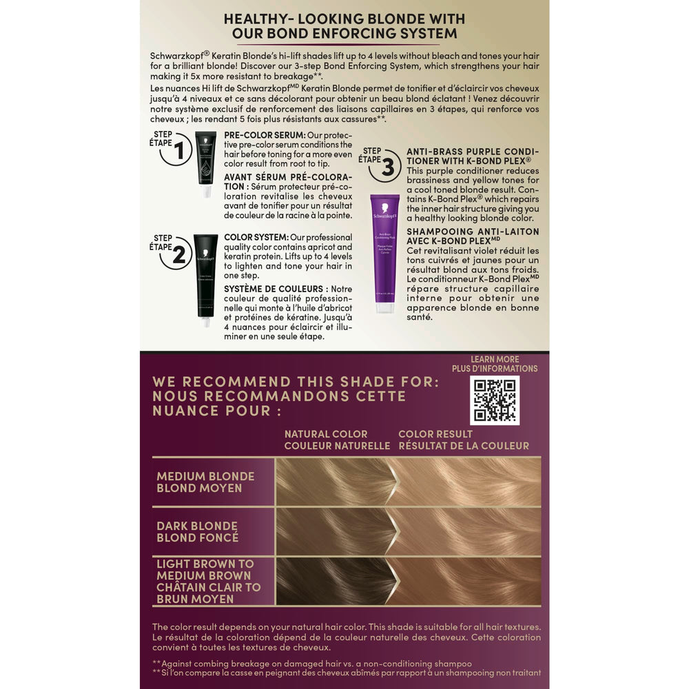 Schwarzkopf Keratin Blond – boîte du kit prête à l’emploi.