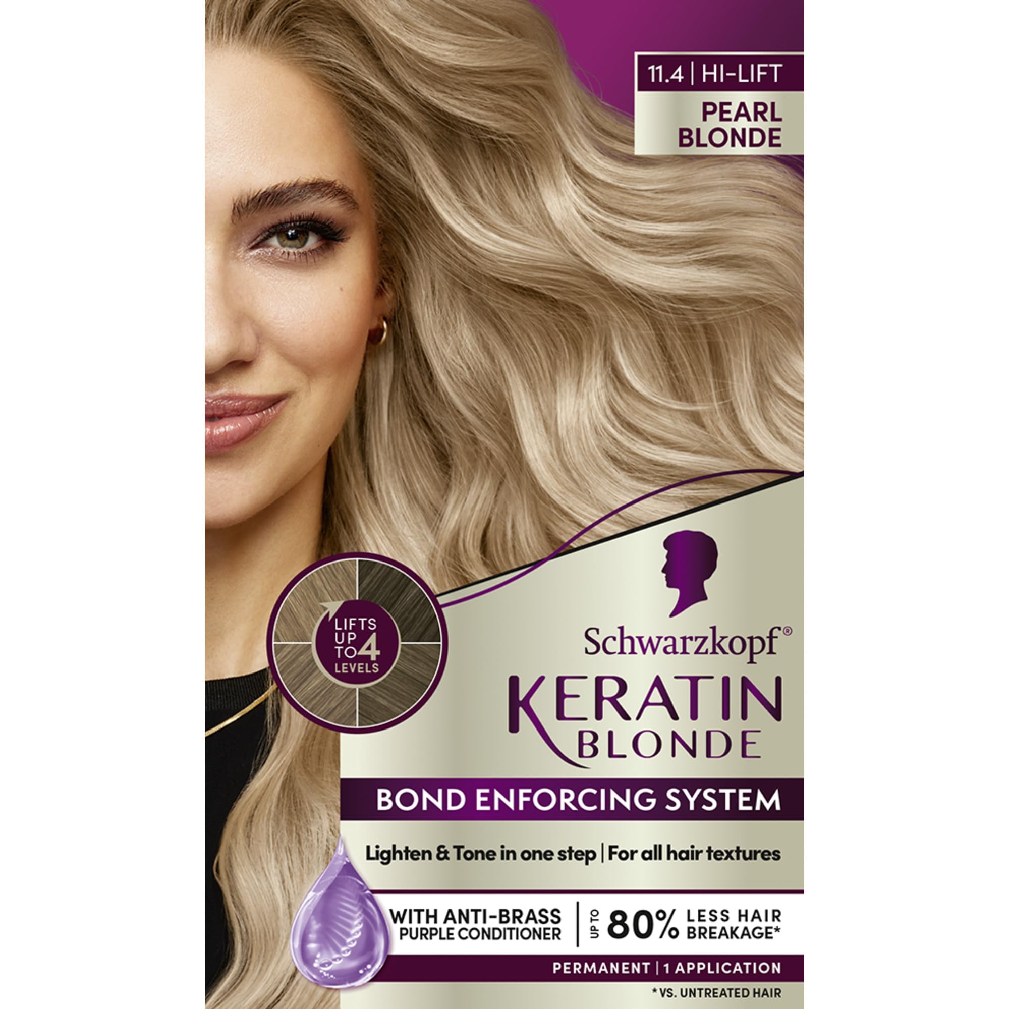 Schwarzkopf Keratin Blond – coloration crème, blond lumineux et durable.