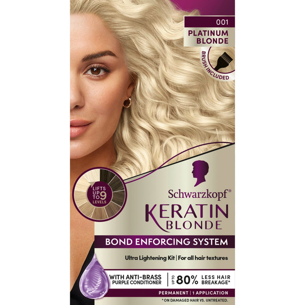 Schwarzkopf Keratin Blonde 001 platine, bouteille prête à l’application, couleur éclatante possible à la maison