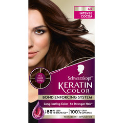 Schwarzkopf Keratin Color crème intense cacao offrant une couleur riche et couverture grise complète