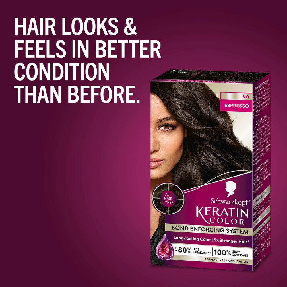 Schwarzkopf Keratin Color Espresso texture veloutée et application facile à domicile