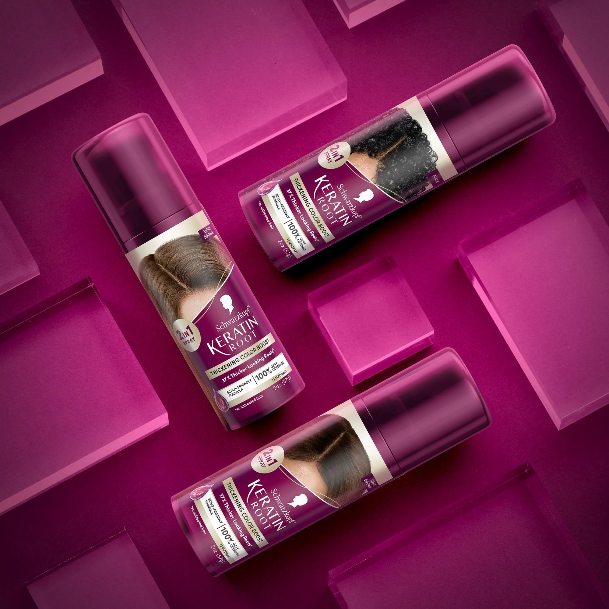 Schwarzkopf Keratin Root Spray: formule sans ammoniaque pour cuir chevelu sensible.
