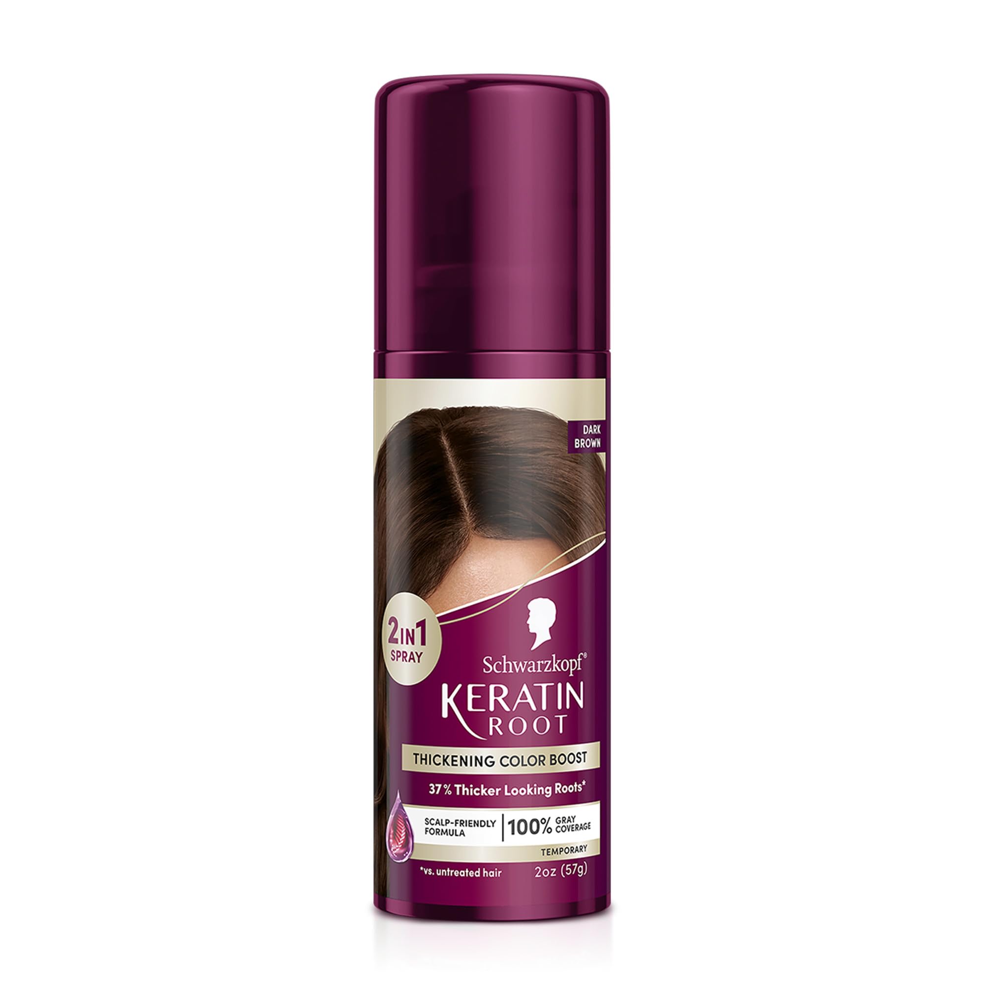 Schwarzkopf Keratine Racines : flacon brun foncé pour couverture rapide des racines.