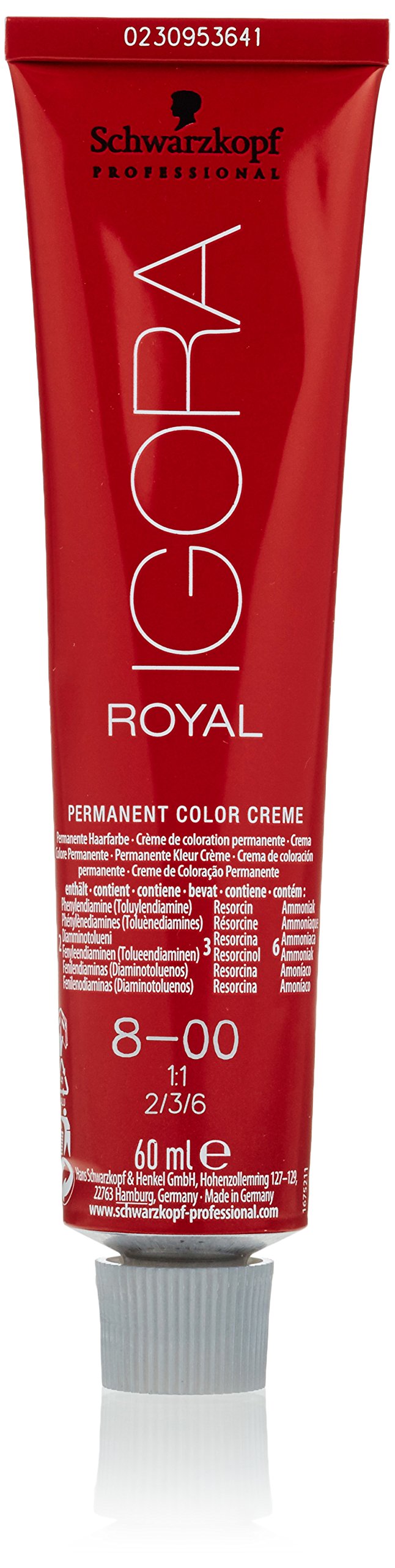 Schwarzkopf Royal Igora 8-00 crème colorante pour une couverture parfaite et durable.