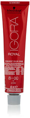 Schwarzkopf Royal Igora 8-00 crème colorante pour une couverture parfaite et durable.