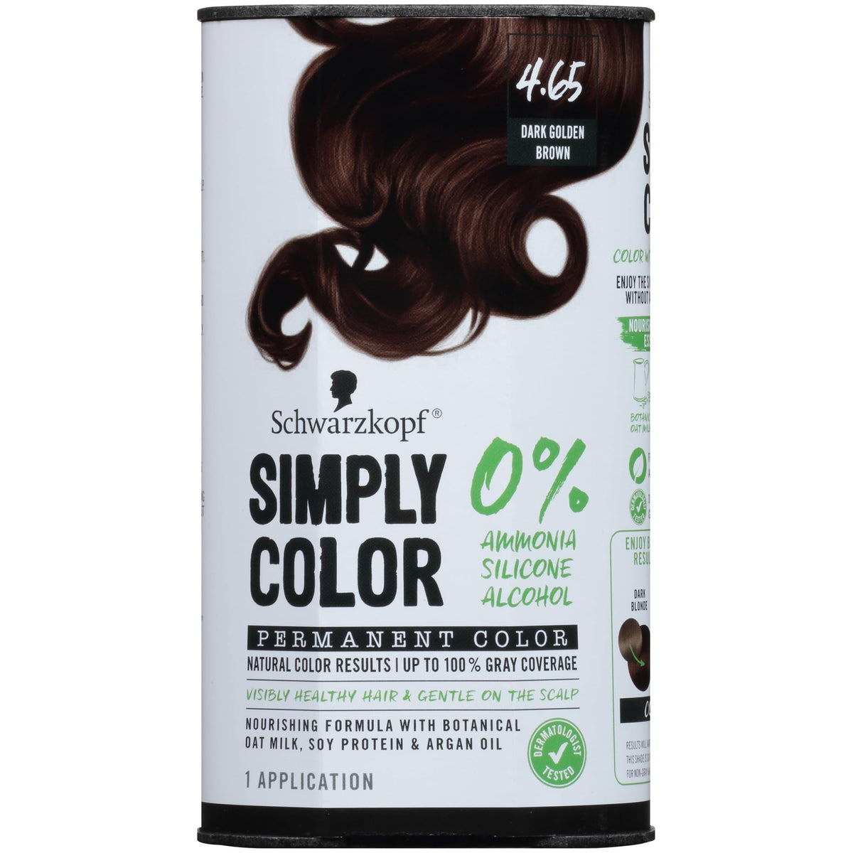 Schwarzkopf Simply Color ton 4-65 brun dore fonce pour une couleur naturelle durable.