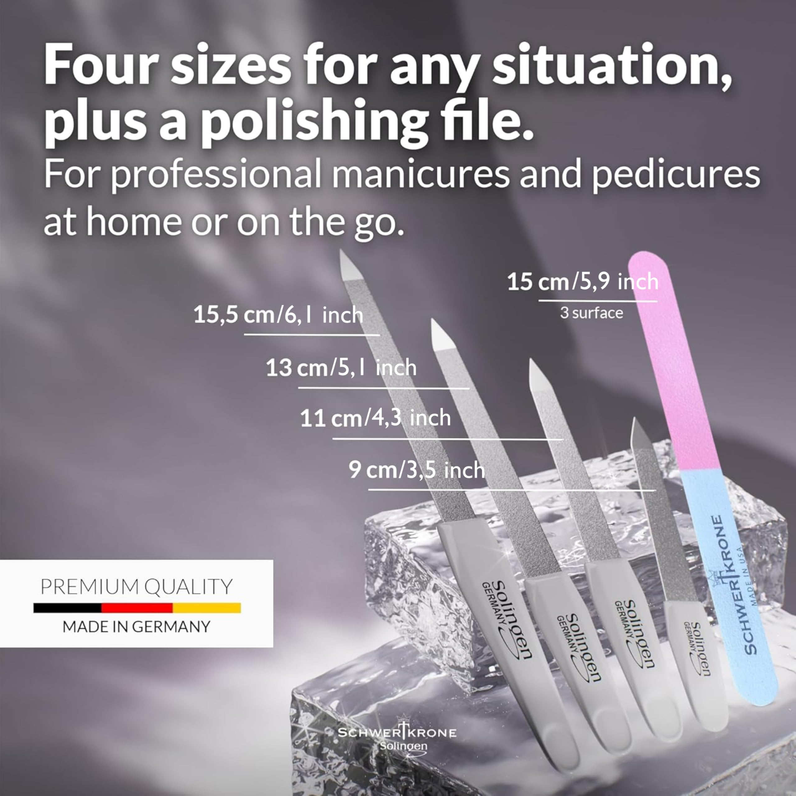 Tampon de polissage Schwertkrone pour lisser les ongles et obtenir une surface uniforme.