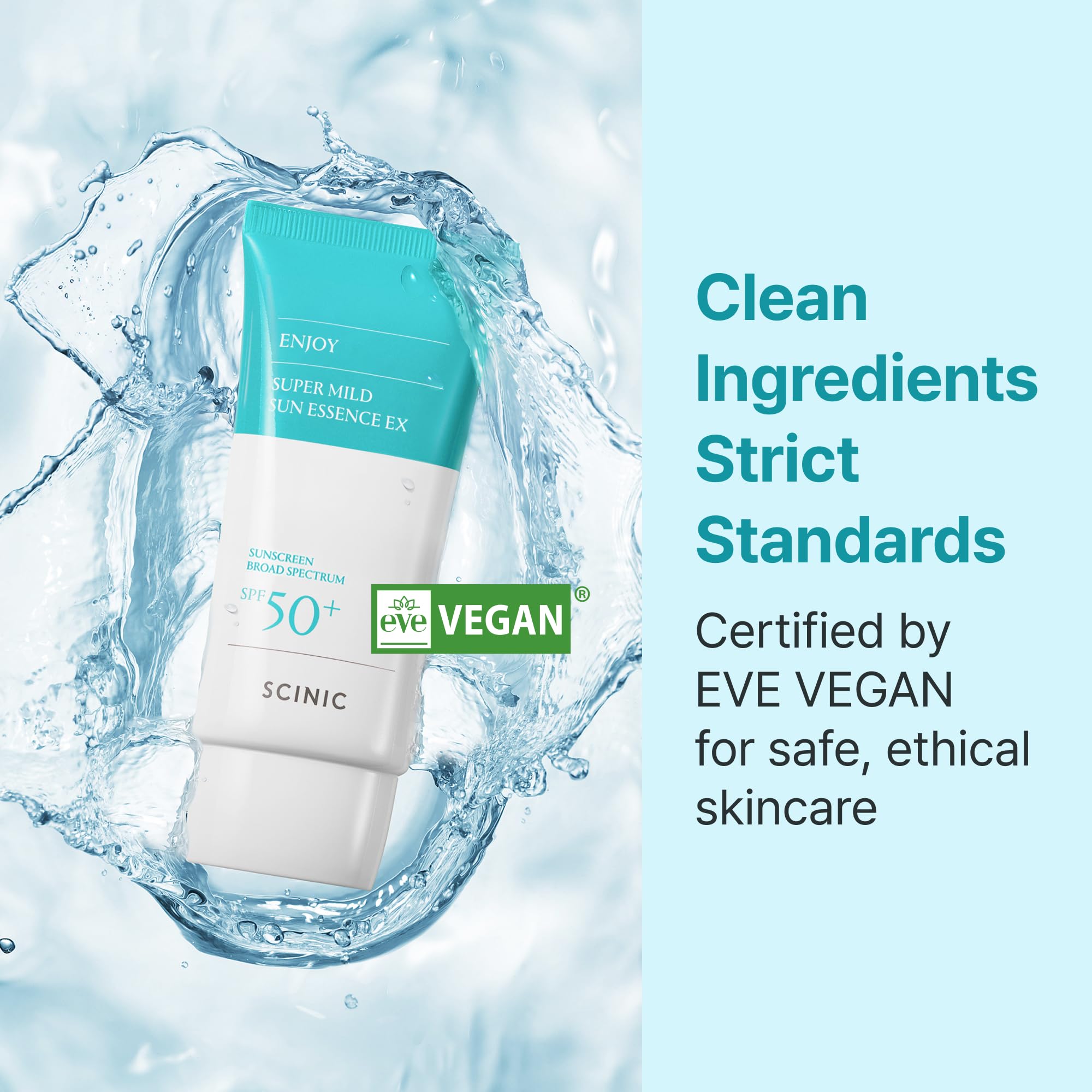 SCINIC Enjoy Sun Essence adaptée aux peaux sensibles et non comédogène.