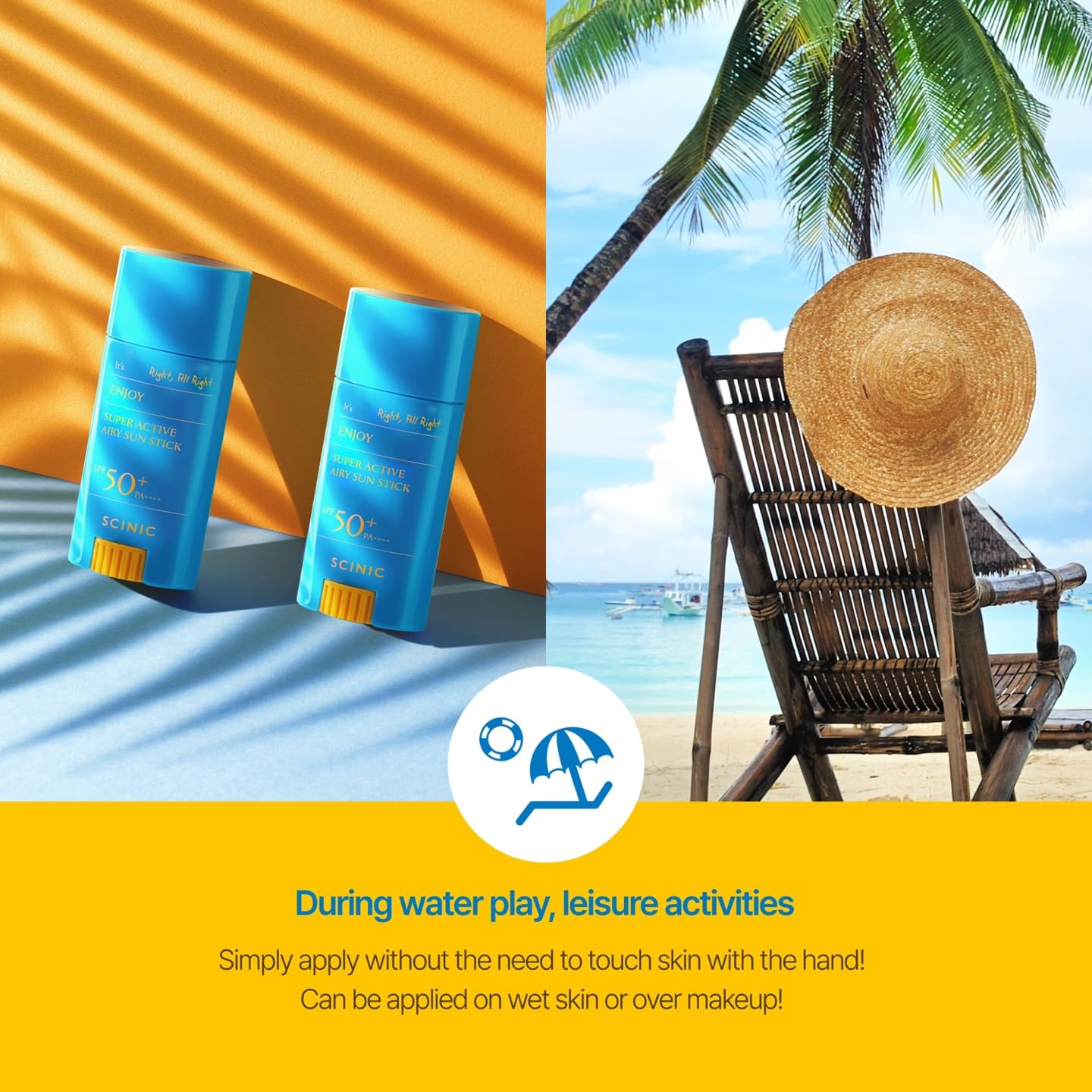 SCINIC Enjoy Stick résistance-transpiration : tient lors d’activités actives.