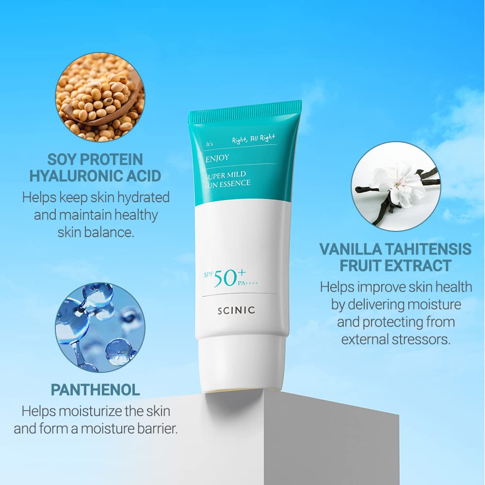 Protection SPF50+ PA++++ offerte par SCINIC Enjoy Sun Essence.