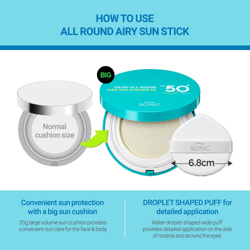 SCINIC Cushion solaire Airy Emballage compact et pratique