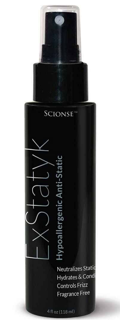 SCIONSE ExStatyk brume anti-statique pour cheveux lisses et sans frisottis.