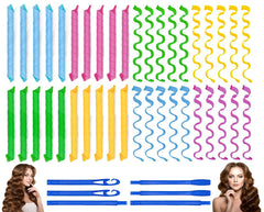SCNWQ ensemble de boucles sans chaleur 16 pouces pour des coiffures ondulées durables