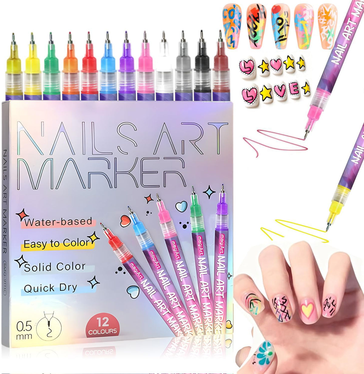 ScontLuy ensemble 12 coloris pour designs sur ongles à domicile