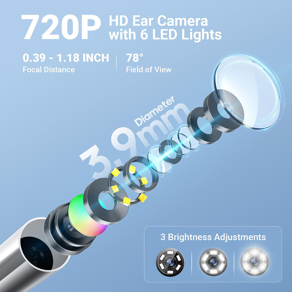 ScopeAround otoscope lumière 6 lampes LED pour vision nette même sombre.
