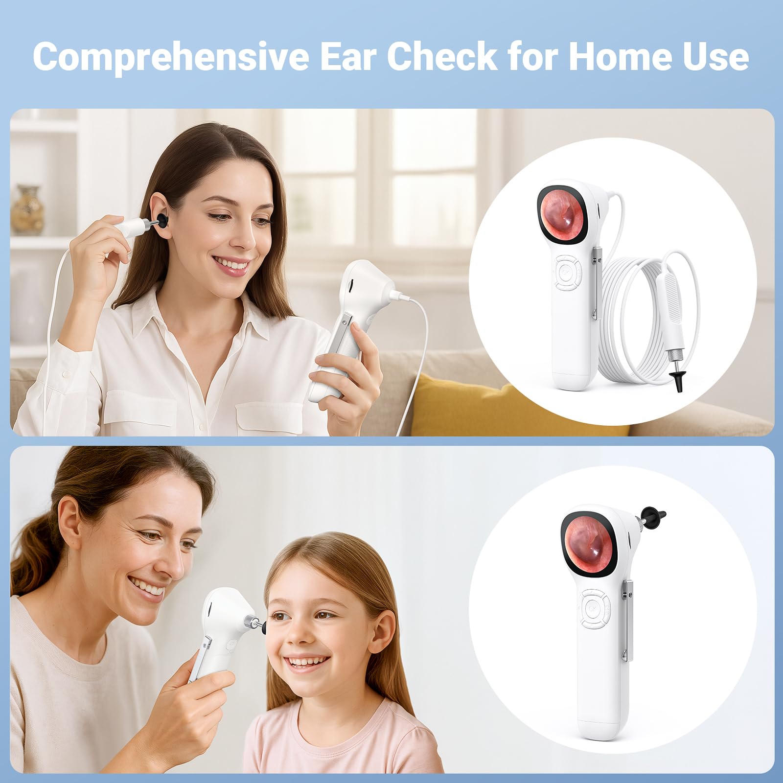 ScopeAround otoscope câble d’extension pour positionnement flexible et stable.