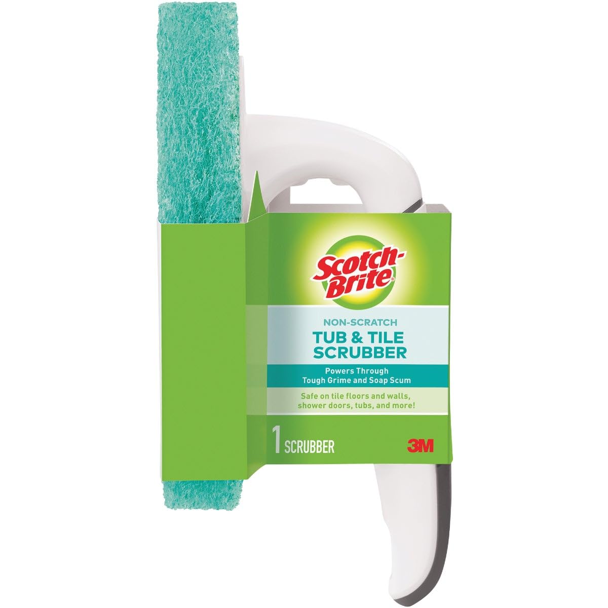 Brosse Scotch-Brite sans rayures pour le bain, nettoyage en douceur des surfaces.